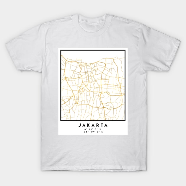 JAKARTA INDONESIA CITY STREET MAP ART T-Shirt by deificusArt